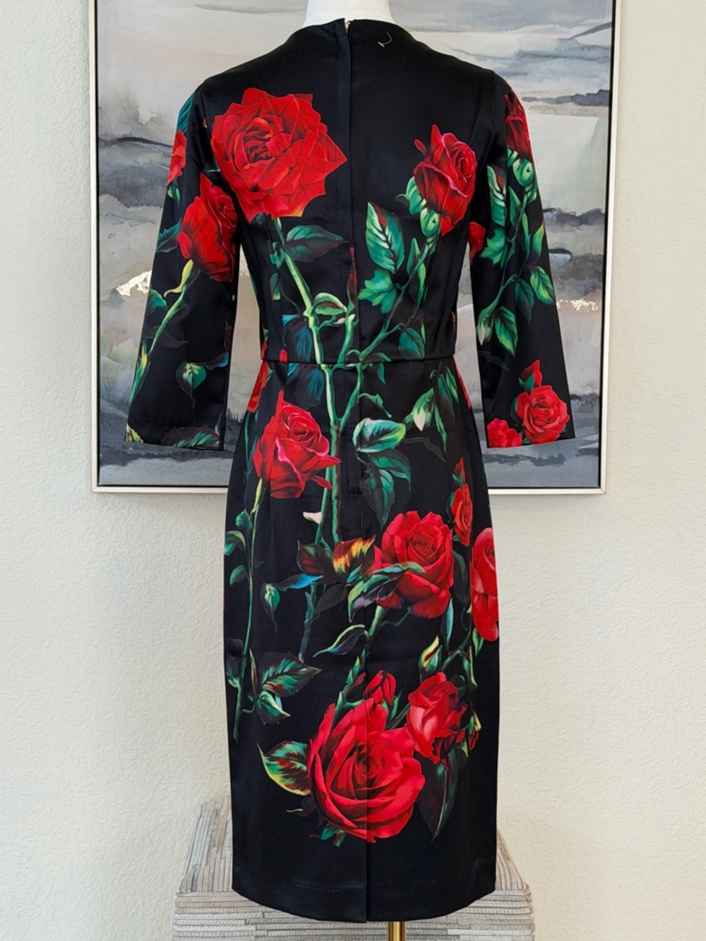 Black Sheath Dress Red Rose
Print Elegant Floral Midi - Designer Inspired - Picture 3 of 16
